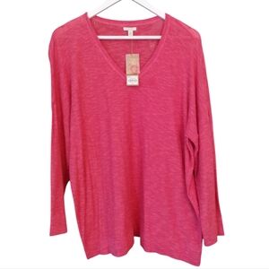 SONOMA V-Neck T-Shirt XL Claret Red New Top Cotton Blend